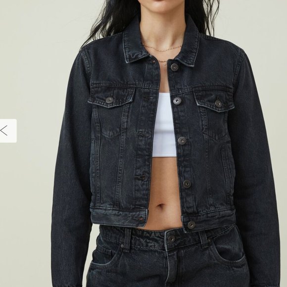 Cotton On Jackets & Coats Cottonon Black Cropped Denim Girlfriend